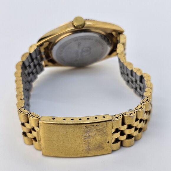 VTG Sergio Valente Watch 36MM Gold Dial Gold Bracelet Diamonds 7.5" NewBattery - Picture 11 of 15
